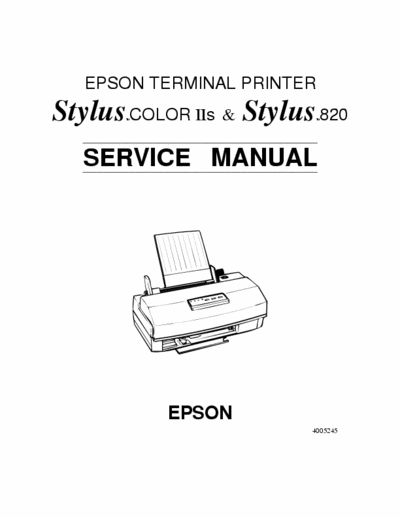 Epson Stylus Color IIS Epson Terminal Printer Stylus Color IIS - Stylus 820 Service Manual